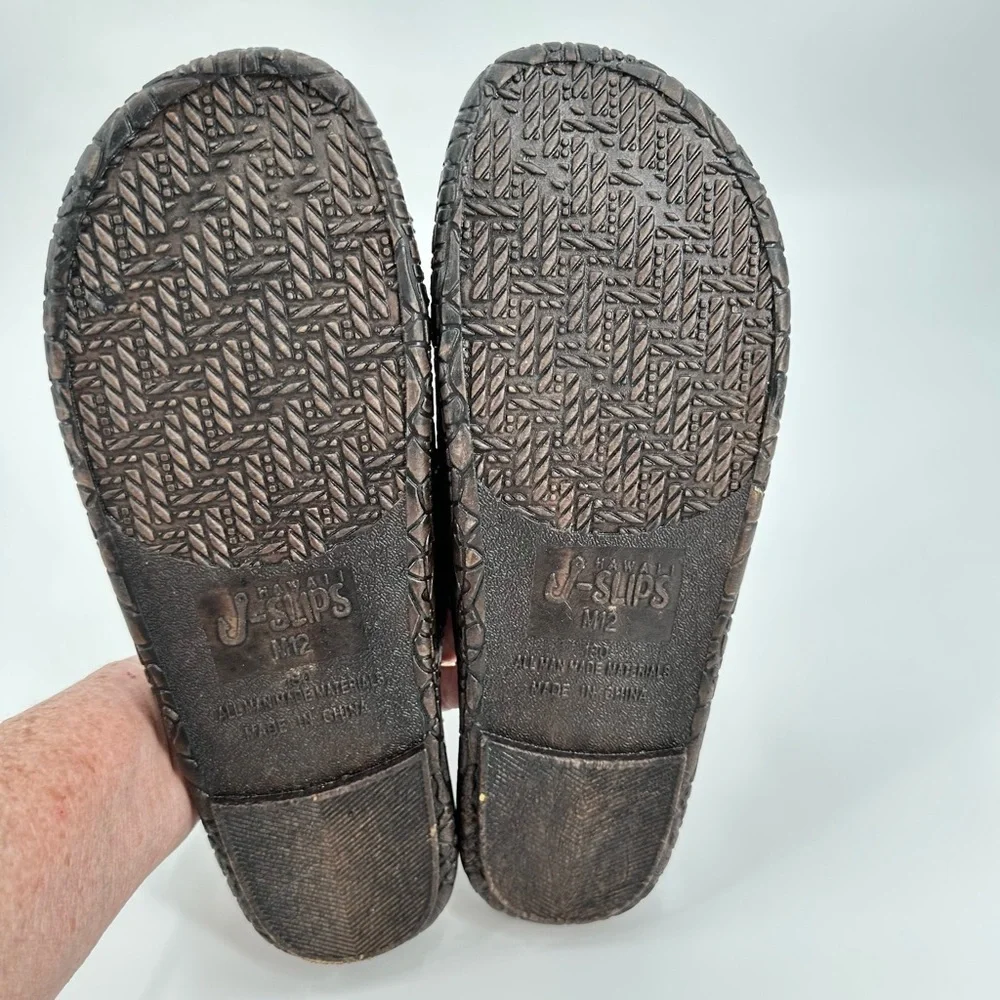 Hawaii J-Slips Slip On Brown Textured Rubber Sole Jesus Sandals Men’s Size 12